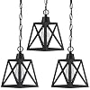 3 Pack 1 Light Rustic Farmhouse 63 Metal Cross Lantern Cage Mini Kitchen Island Pendant Light FixtureBlack Finish for Table Foyer Over Sink Dining Room Adjustable Chain