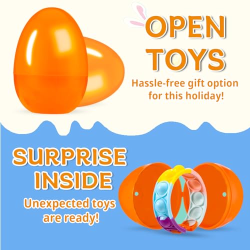Zunaco 60PCS Prefilled Easter Eggs with Toys Inside, Easter Basket Eggs Filled Stuffers, Easters Theme Party Favors Fidget Hunting Assortment Toys, Treasure Box Party Supplies — view 4