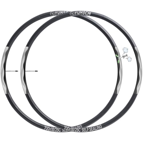 2-PCS 700C Self Sealing Bike Tubes 700x18C 700x20C 700x23C 700x25C RFV60mm Automatic Repair, Puncture Resistant Heavy Duty Tubes Compatible with 70x18C/25C Bike Tire Tubes, Removable Presta Valve