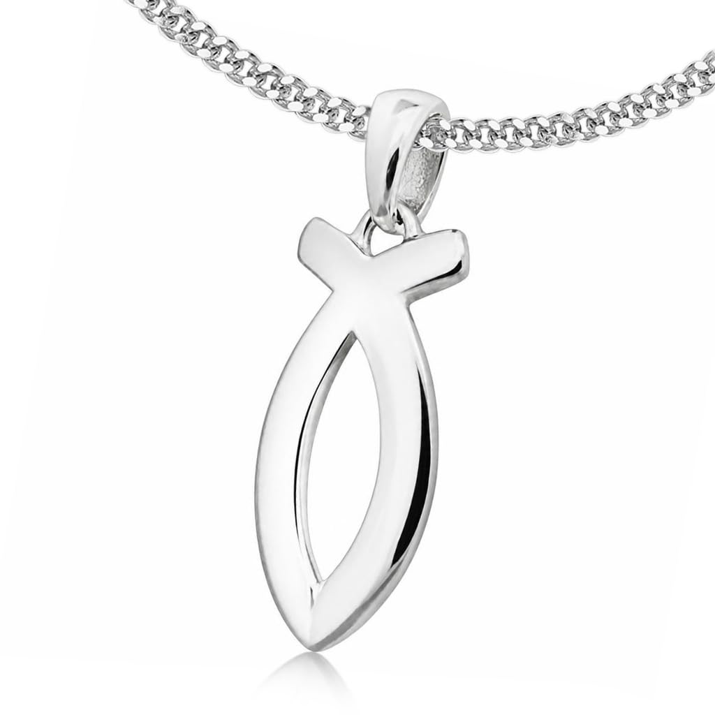 CLEVER SCHMUCK, set di gioielli composto da ciondolo a forma di pesce, 17 mm, e catenina da 42 cm, entrambi in argento Sterling