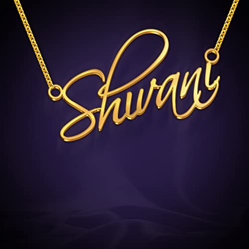 Image of Shivani Cursive Gold & Silver Name Pendant Necklace, Best Jewelry Gift for Girls.