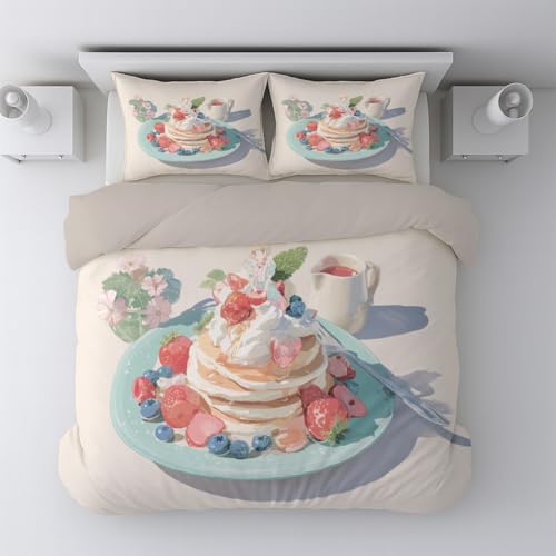 Onírico Funda Nordica Cama 105 150 x 220 cm con Fundas de Almohada Anime Hada Profiterol Acogedor Extra Suave Beige Claro Ropa de Cama con Cremallera Oculta para Niños y Niñas