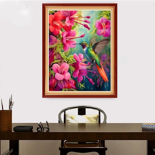 Image of Redxing Stamped Cross Stitch Kits Embroidery kit for Beginners Adults Full Range of Embroidery Patterns Starter Kits DIY Printed Cross Stitch Kits Needlepoint Kits 11CT-Hummingbird Flowers 16x20 inch