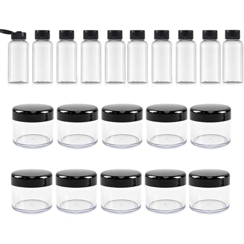 BQRKOTM 20 Pièces Pots Cosmétiques Vide en Plastique Clair, Mini pot transparent avec bouchon à vis, Petit Pots Vide Cosmétiques, Bouteille Rechargeable de Voyage, pour Liquide, Maquillage, Crème