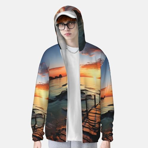 Chaqueta para hombre con protección solar UPF 50+ manga larga con capucha miniatura 3
