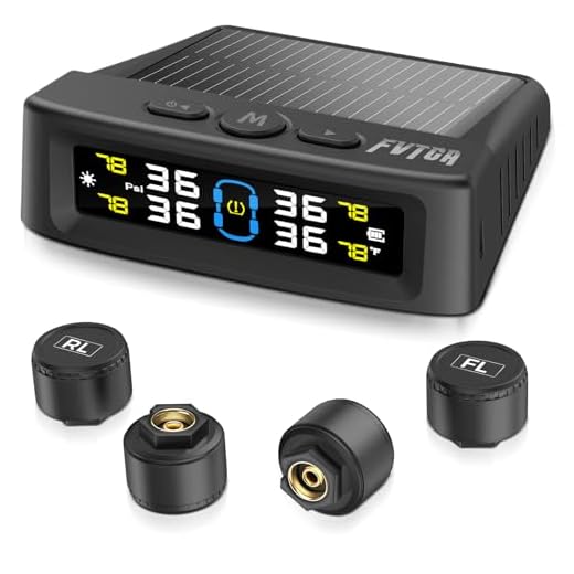 Tire Pressure Monitoring System - TPMS with Solar and USB Charger, 4 Tire Sensors and 6 Alarm Modes, Auto on/off and Voice Prompt, TPMS with Color LCD Screen, for RV, Sedan, SUV, MPV, etc (0-87 PSI)