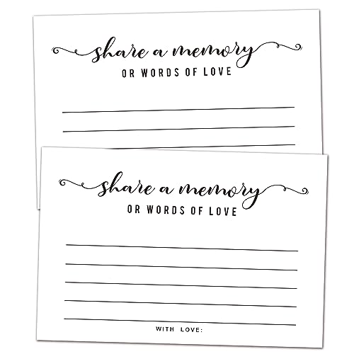 50 Share a Memory Cards, Memory or Words of Love Card, Celebration of Life Memory Cards for a Wedding, Shower, Birthday, Funeral, Retirement, Graduation, Life Memories, or Guest Book Alternative.