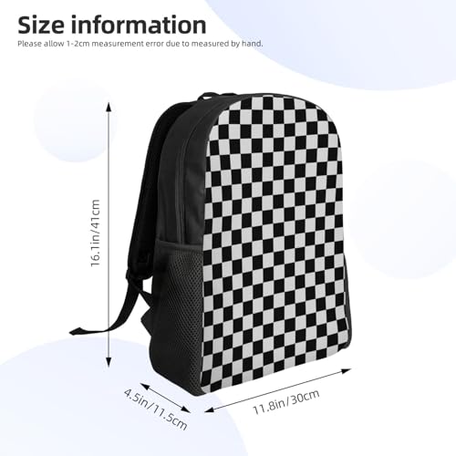 Gray Black Checkered Chessboard Flag Backpack Simple Leisure Travel Backpack Outgoing Daypack 16 inch3