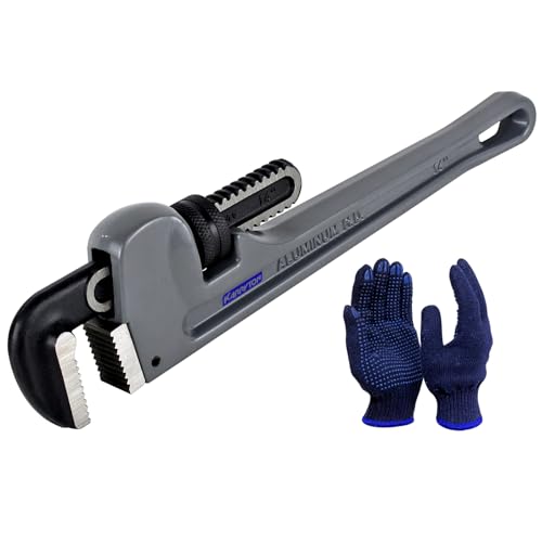 Image of 14 Inch Aluminum Pipe Wrench, 2-3 /4 inch /70mm Adjustable Cr-Mo Jaw Opening Heavy Duty Aluminum Straight Handle Plumbing Wrenches, Perfect Plumbers Tool Exceed GGG Standard
