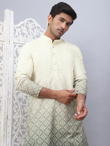 Image of Jompers Men Pure Cotton Straight Fit Ombre Kurta