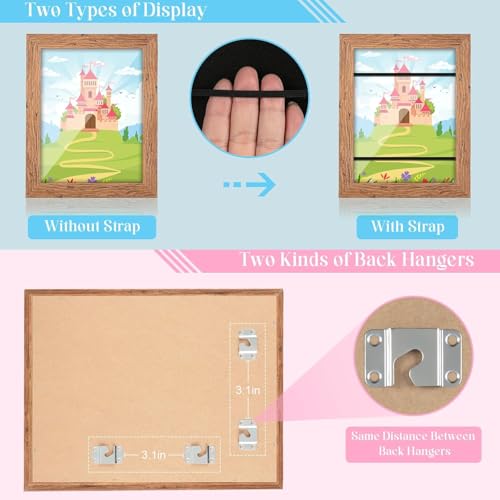 Image of GULETHUN [2-Pack] Kids Art Frames, 9x12 Front Opening Kids Artwork Frames Changeable, Dark Wood Grain Artwork Display Storage Frame for Wall, Holds 50 Pcs, for 3D Picture, Crafts, Children Drawing