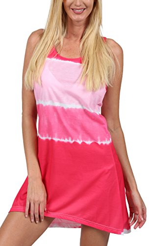 INGEAR Tie Dye Racerback Tank Dress Beach Summer Fashion Casual Print Cover Up