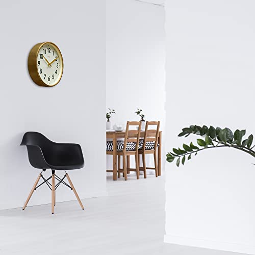 Cloudnola Station Metal Wall Clock, Brushed Gold, 12 Inch Diameter, Silent Non Ticking, Battery Operated Quartz Movement #TOP3