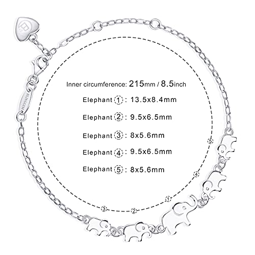 BlingGem Elephants Bracelet for Women 925 Sterling Silver Generations Bracelet for Grandmother Mother Daughter Bracelets Animal Jewelry Mothers'Day Birthday Gifts for Women Mom Wife Family2