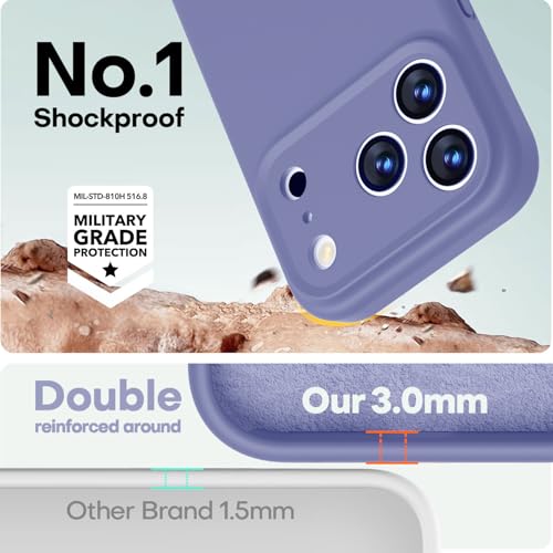 Image of LOVE 3000 Designed for iPhone 17 Pro Max Case, Premium Silicone [Compatible with Magsafe][Soft Anti-Scratch Microfiber Lining] Shockproof Protective Phone Case for Men Women 6.9 inch, Lavender Grey