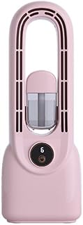 Bebykilemi Ventilador portátil sin aspas, con 6 ajustes de velocidad, tanque de agua de 150 ml, funcionamiento silencioso, alimentado por USB para el hogar, oficina, dormitorio (rosa)