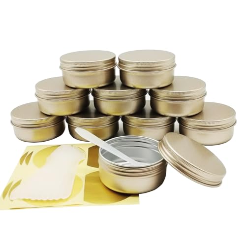 Wopanxye 10pcs 50ml Aluminum Tin Jars, Lip Balm Container, 50gram Travel Makeup Sample Jars