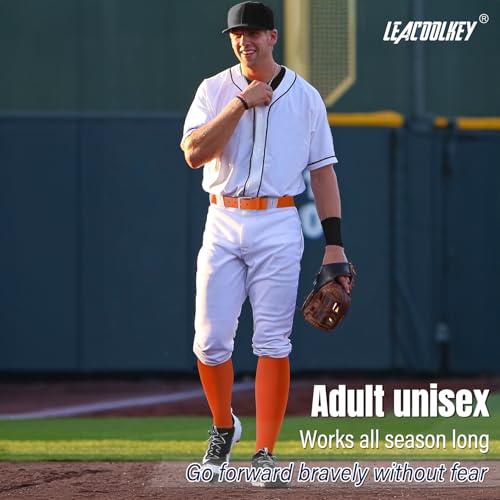 Image of LEACOOLKEY Baseball Belt and Socks Combo Set Adjustable Softball Socks and Elastic Belt for Youth and Adult