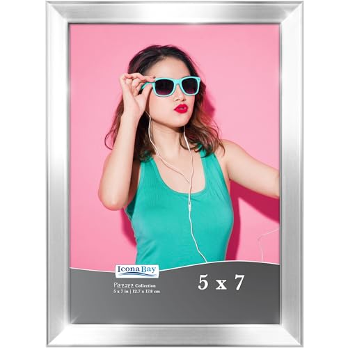 Icona Bay 5x7 Silver Picture Frame - Solid Wood, Pizzazz Collection