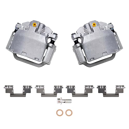 Image of Detroit Axle - Brake Kit for Chevy GMC Silverado Sierra Suburban 1500 Avalanche Tahoe Yukon Cadillac Escalade Front Rear Drilled & Slotted Brake Rotors Ceramic Brakes Pads Rear Brake Calipers