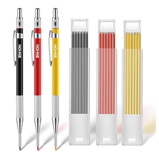 Mechanical Carpenter Pencils Set with 36 Marker Refills, Woodworking Construction Pencil with Built in Sharpener, Extended Needle-Nose Tip for Use in Toughest Jobs