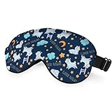 NOHSHE Antifaz para dormir con diseño de oveja, buena noche, luna, nubes, estrellas, seda, suave, para hombres, mujeres, niños, niñas, avión, viajes, con correa elástica