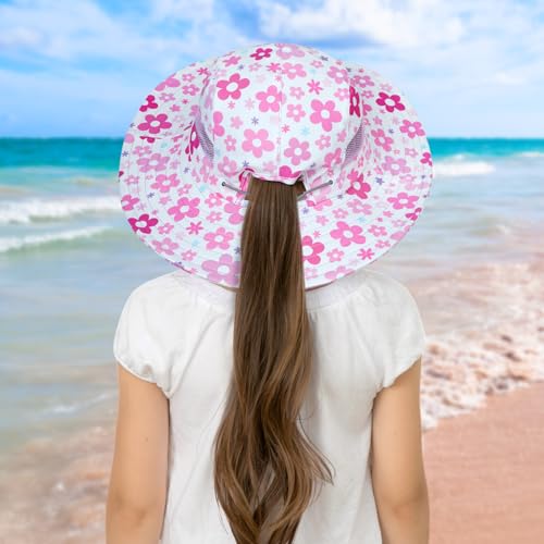 Image of Kids Sun Hat for Toddler Girls Unicorn Bucket Hats UV Protection Summer Hat for Kids Wide Brim Fishing Hat 2-8 Years