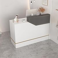 Mostrador De Recepción Gris 160x60x100 Cm | Con Cajones, Teclado Y Fácil Montaje Para Tiendas U Oficinas