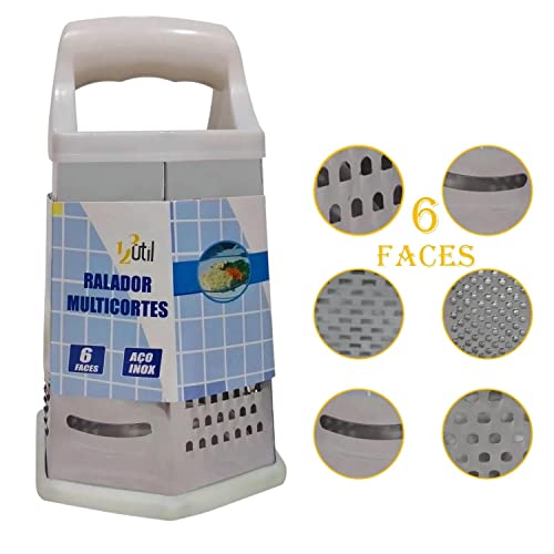 Ralador Manual 6 Faces 23cm Inox Queijo Legumes Frutas Alimentos Casa Cozinha