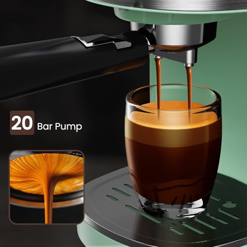 Image of Electactic 20 Bar Espresso Machine, Professional Stainless Steel Coffee Maker with LCD Display, 45oz Removable Water Tank, Home & Office Espresso Maker for Cappuccino Latte Macchiato, Green
