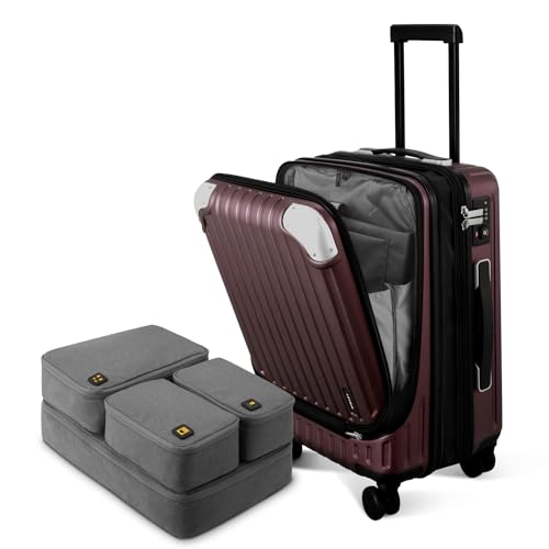Valise cabine extensible LEVEL8 rose 55cm avec compartiment PC et 4 organiseurs
