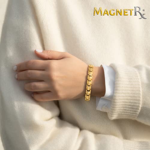 Magnetrx® Women's Ultra Strength Magnetic Therapy Bracelet - Arthritis Pain Relief & Carpal Tunnel Titanium Magnetic Bracelets For Women - Adjustable Bracelet Length With Sizing Tool (Gold) #TOP1