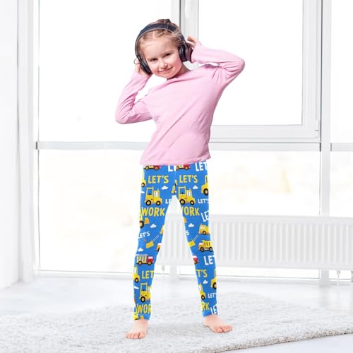 ALAZA Girls' Leggings Children's Yoga Pants Skinny Printed Dance Vehicle Blue Cartoon Comfortable 4T3