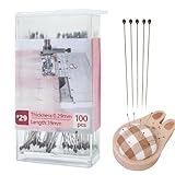 Fyrdyn Nähstifte,100-Teilige Extrafeine Lange Stecknadeln - Lange Nähstifte Mit Glaskugelkopf,Für Kleidungsherstellung Kunstprojekte Schmuckdekoration Corsage Perücke Schneider Erwachsene