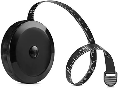 Tape Measure for Body, Measurements Tape Retractable Measuring Tape for Cloth, Sewing, Tailor, Fabric, and Crafts, Small Tape Measure with Push Button (Retractable Dual Sided Black)