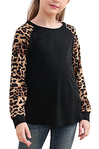 GORLYA Girls Long Sleeve Tops Raglan Patchwork Tunic Casual Loose T-Shirt for 4-14T