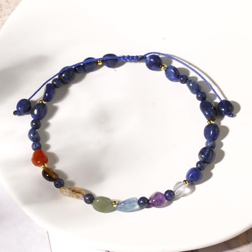 Image of 7 Chakra Crystals and Stones Anklet Irregular Tumbled Gems Beaded Ankle Bracelets for Women Spiritual Energy Meditation Yoga Healing Jewelry Mom's Gifts