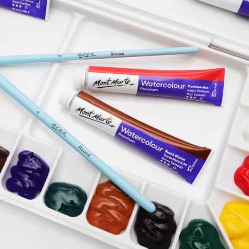 Image of Mont Marte Airtight Watercolor Palette 16 Slot. 3 Mixing Areas and 16 Deep Color Wells.