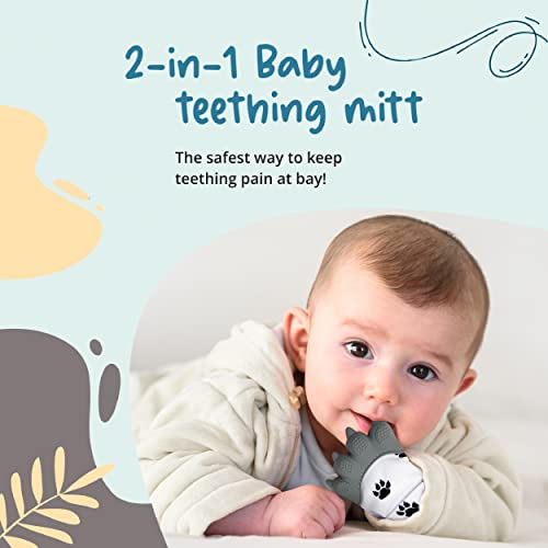 Baby Teething Mitten: Realistic Paw Shape, Soft Silicone, Provides Sensory Stimulation And Soothes Gums. #TOP1