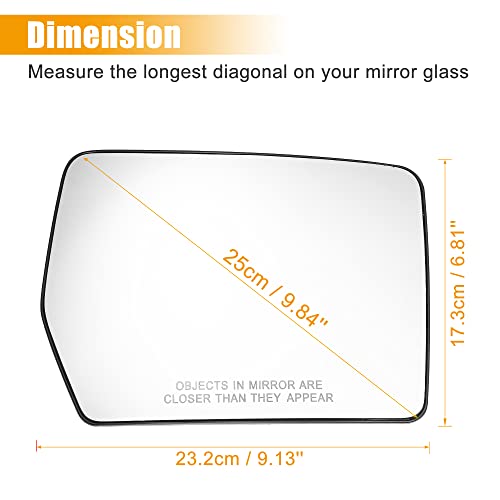 X Autohaux Passenger Right Side Mirror Glass Car Rearview Mirror Glass Power Heated Exterior Mirror Replacement For Ford F-150 2004-2014 4L3Z-17K707-Da #TOP5