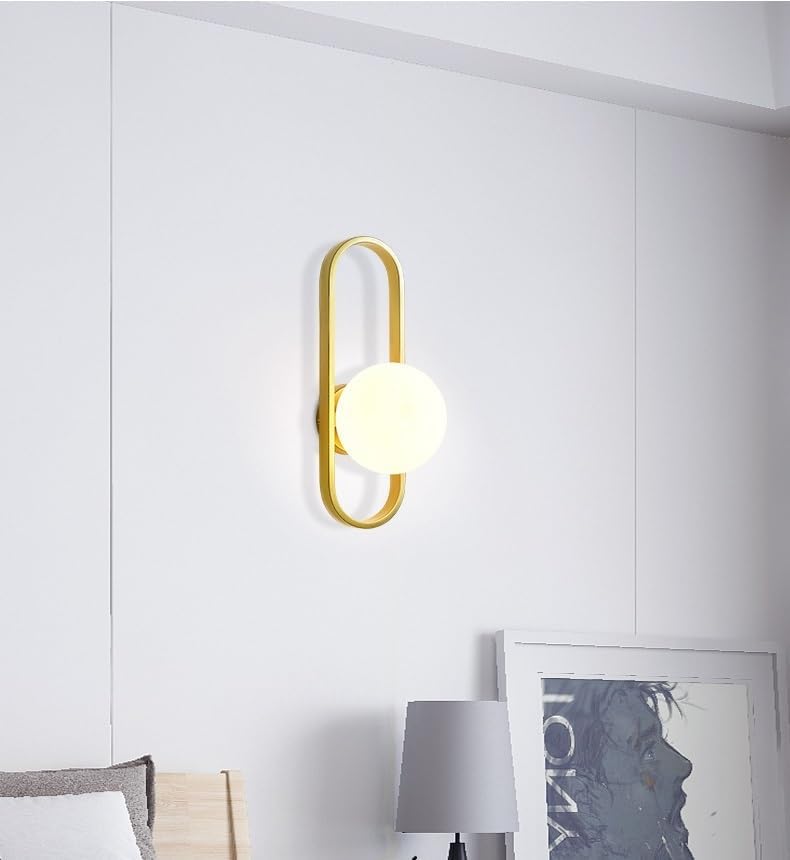 Miniatura 4 de Globe - Juego de 2 apliques de pared dorados que funcionan con pilas con control remoto, para interiores, sin cableado, regulables, modernas, de