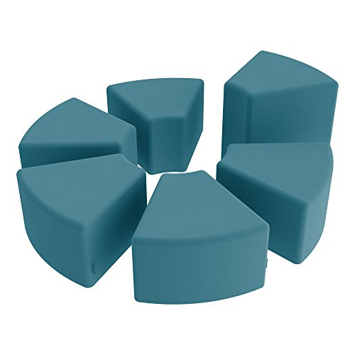 Image of Sprogs 18 inch H Structured Wedge Stool -Flexible Modular Collaborative Soft Seating for Office, Home, Lounge and School Classrooms with Durable Frame & Set of 2 inch Legs Add-on - Teal