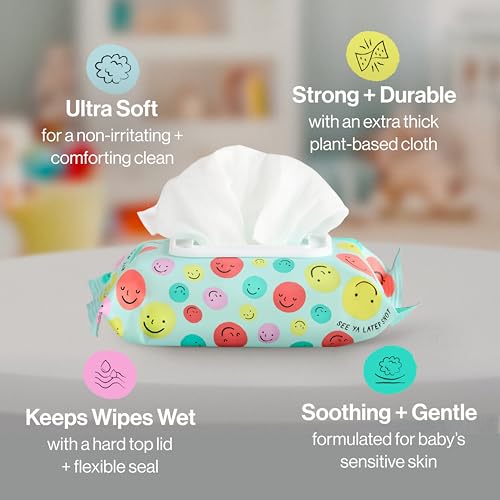Image of The Honest Company Plant-Based Snot Removing Wipes, Soothing Nose with Aloe, Hypoallergenic for Sensitive Skin, EWG Verified Fragrance-Free, 60 Count