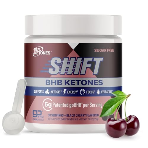 Real Ketones BHB Exogenous Ketones Energy Powder Sugar Free Electrolyte Powder with 4 Main Fasting Electrolytes & Hydrating Patented BHB Ketones for Energy & Focus (Black Cherry 30 Servings)