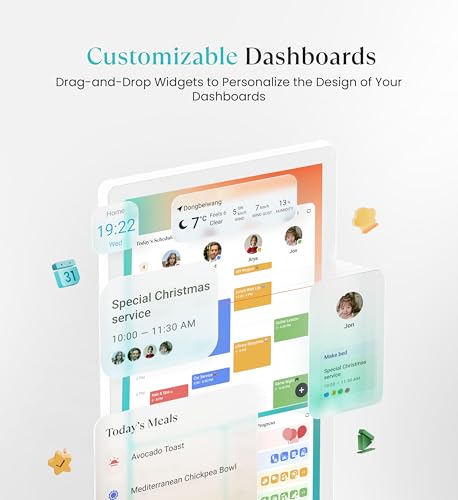 cozyla mate digital calendar 2 32 inch wall touch screen chore chart customizable dashboard smart electronic calendar for family schedules meal planner supports all google play apps wall mount white