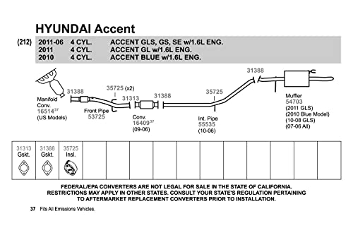 Image of Walker 53725 Exhaust Pipe for Hyundai Accent