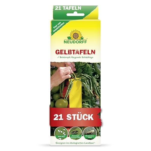 Neudorff Gelbtafeln (kleinformatig) – Gegen kleine Fliegende Schädlinge wie Trauermücken und Weiße Fliegen, insektizid frei, geruchlos, 21 Stück