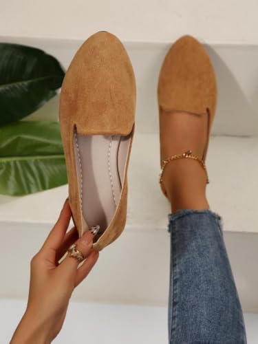 Women's Plain Pattern Medium Width Pointed Toe Textile Flat Shoes Gifts for Her Casual Comfortable Slip on Shoes Daily Footwear Walking Shoes2