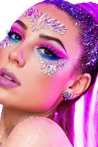 Image of Face Gems Rhinestone Face Decoration Jewelry Stickers, Mermaid's Tears Makeup Stickers | Temporary Crystal Face Jewels for Festivals, Parties, and Raves (1-Set) Multicolor (C9)