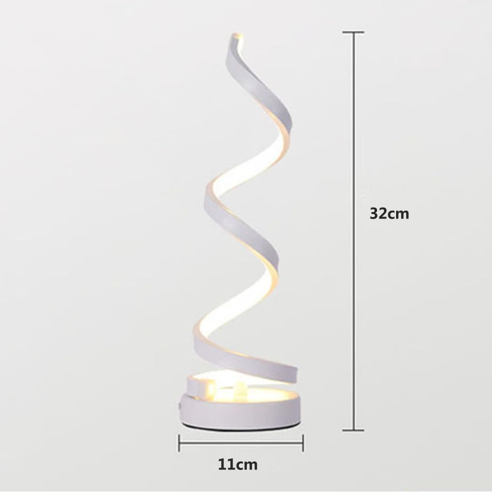 Lampy biurkowe Lampa biurkowa LED Spiralna lampa nocna LED Lampa stołowa zakrzywiona nowoczesna lampa stołowa salon sypialnia (biały)